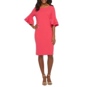 Ronni Nicole Pink Bell Sleeve Sheath Dress